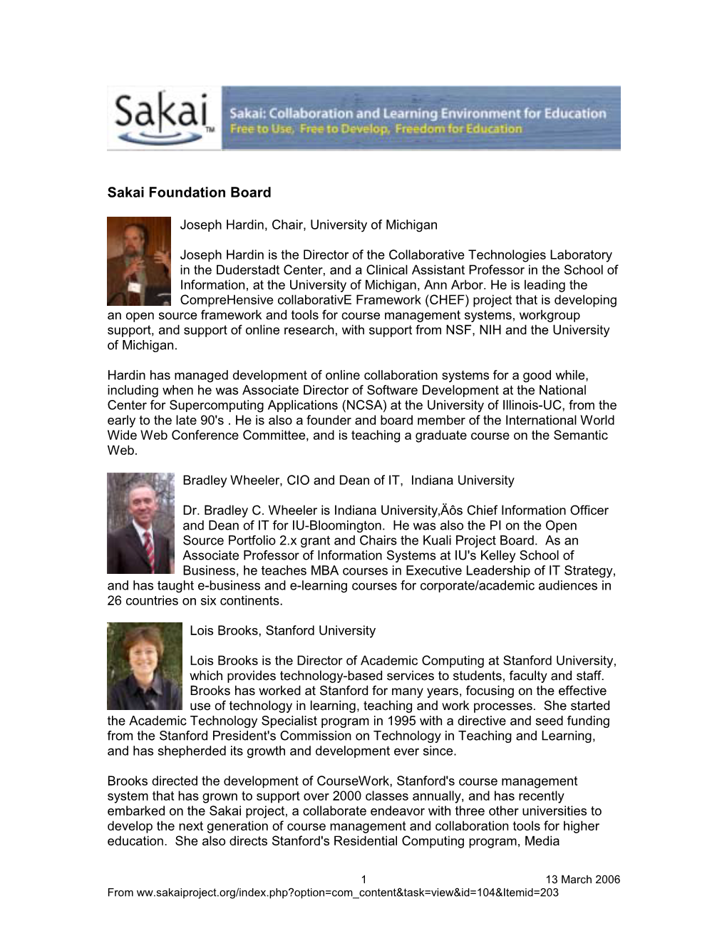 Sakai Board, Staff, Institutional Representatives and Community