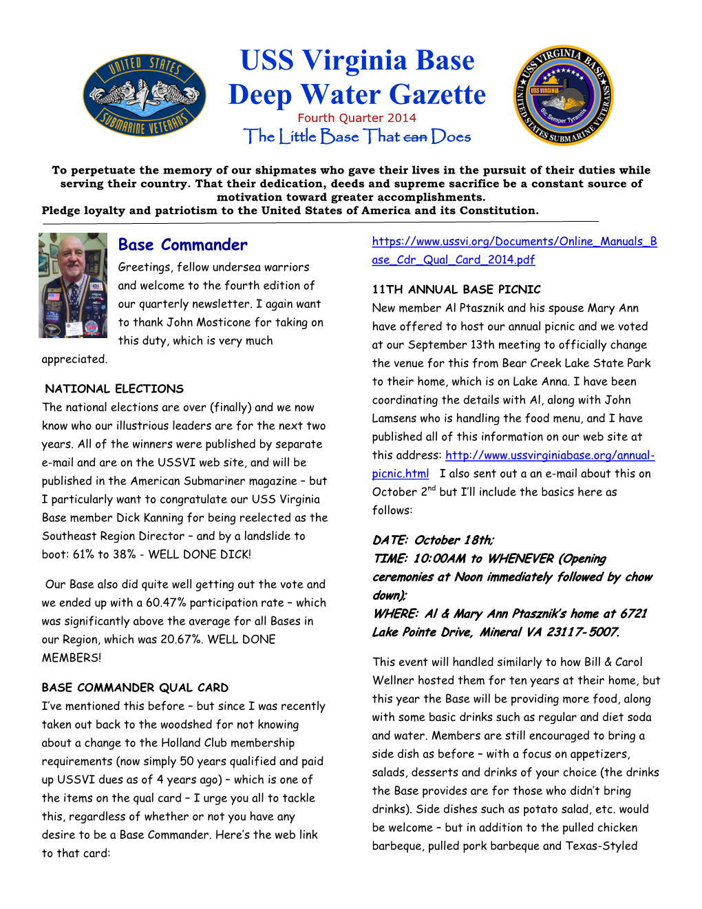 Fourth Quarter 2014 Deep Water Gazette