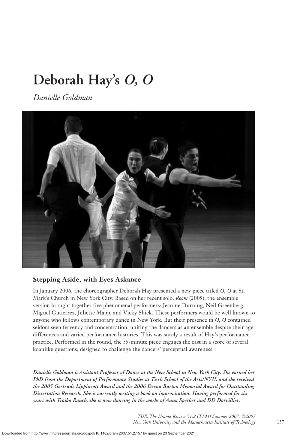 Deborah Hay's O, O