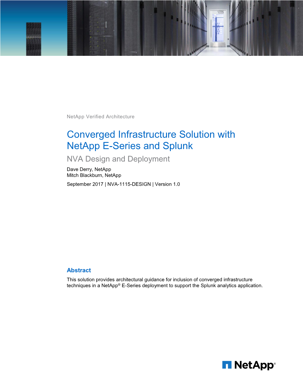 Converged Infrastructure Solution with Netapp E-Series and Splunk