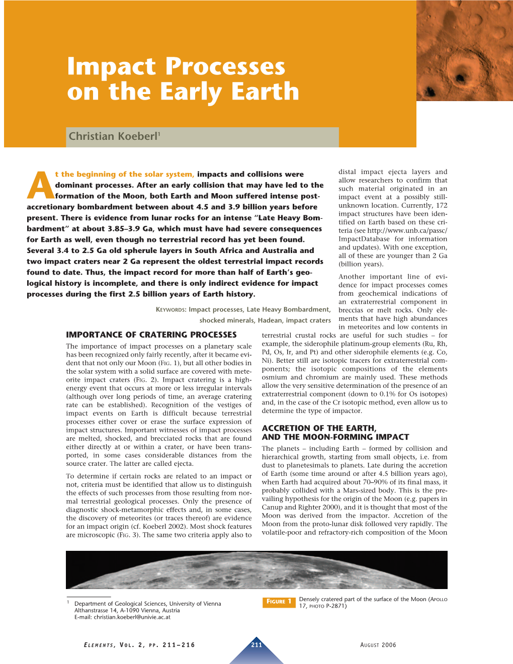 Impact Processes on the Early Earth