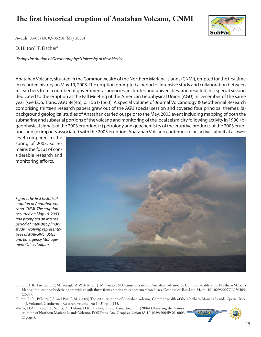 The First Historical Eruption of Anatahan Volcano, CNMI