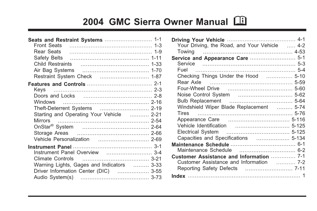 2004 GMC Sierra 1500 Owner's Manual