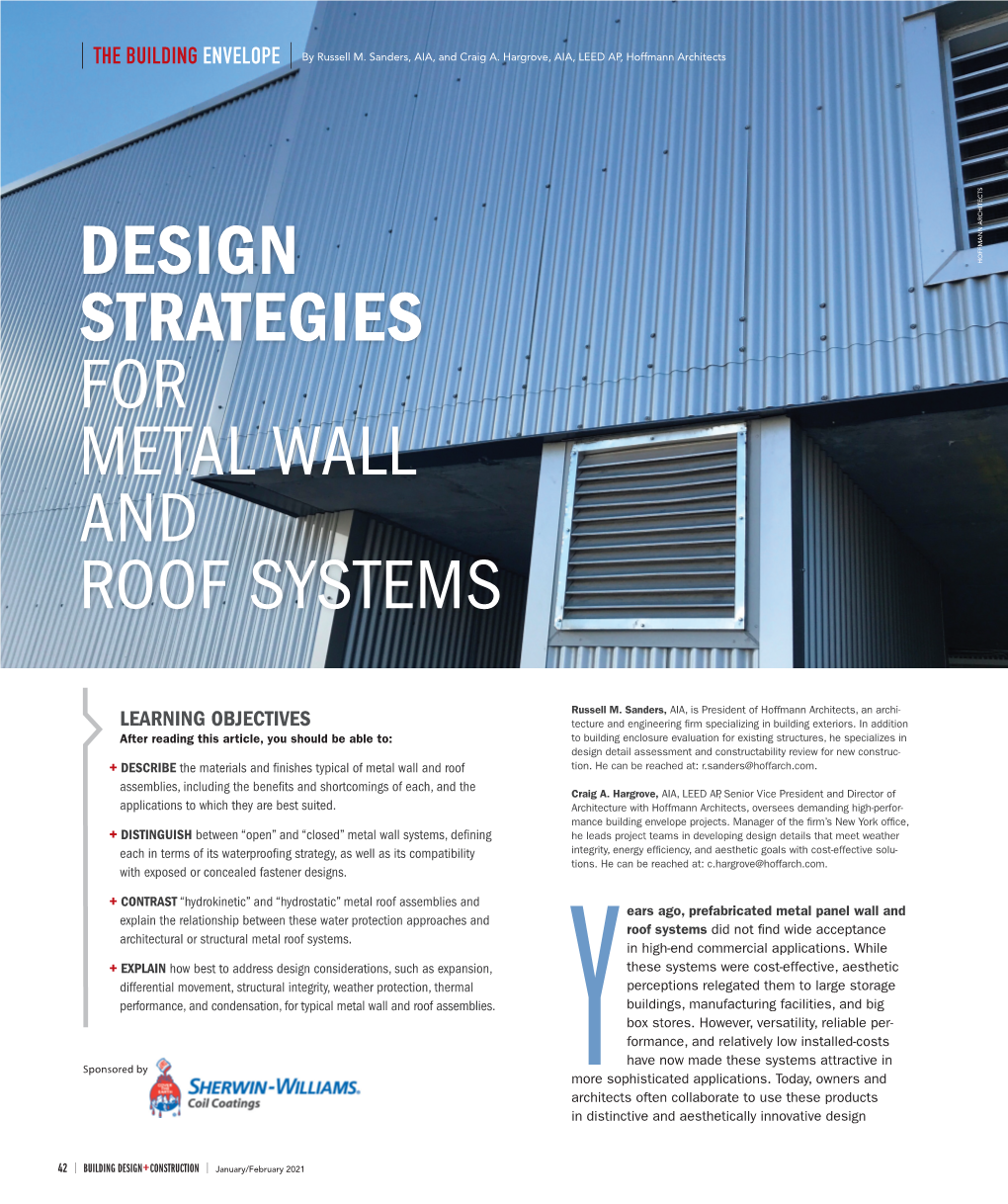 Design Strategies for Metal Wall and Roof Systems