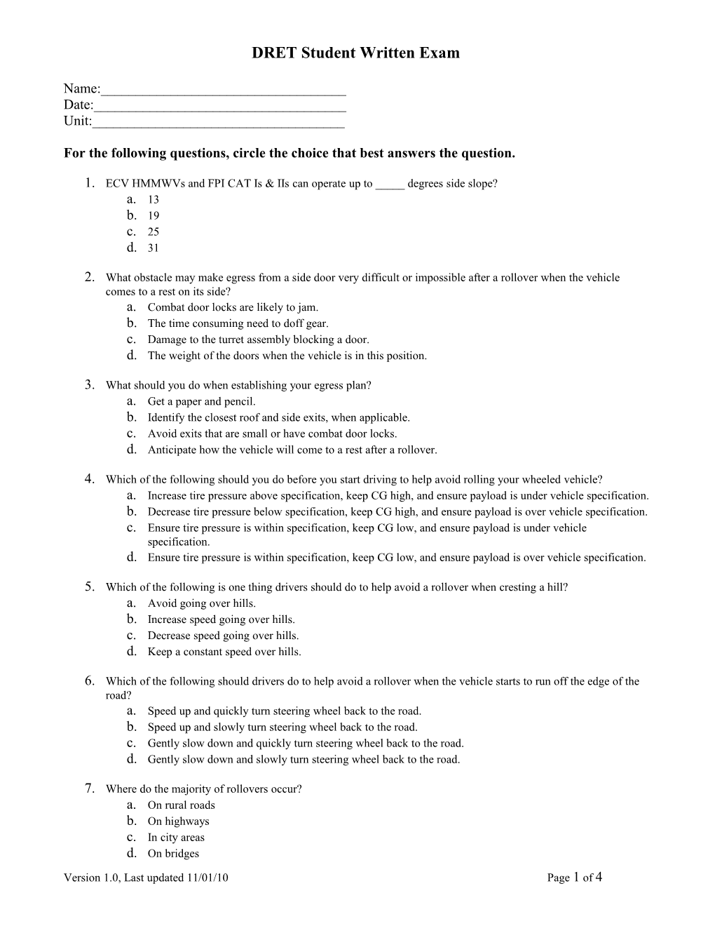 HEAT Student Written Exam