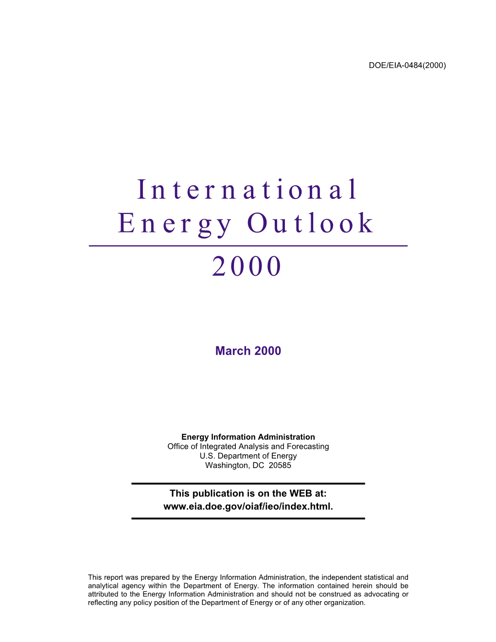 International Energy Outlook 2000