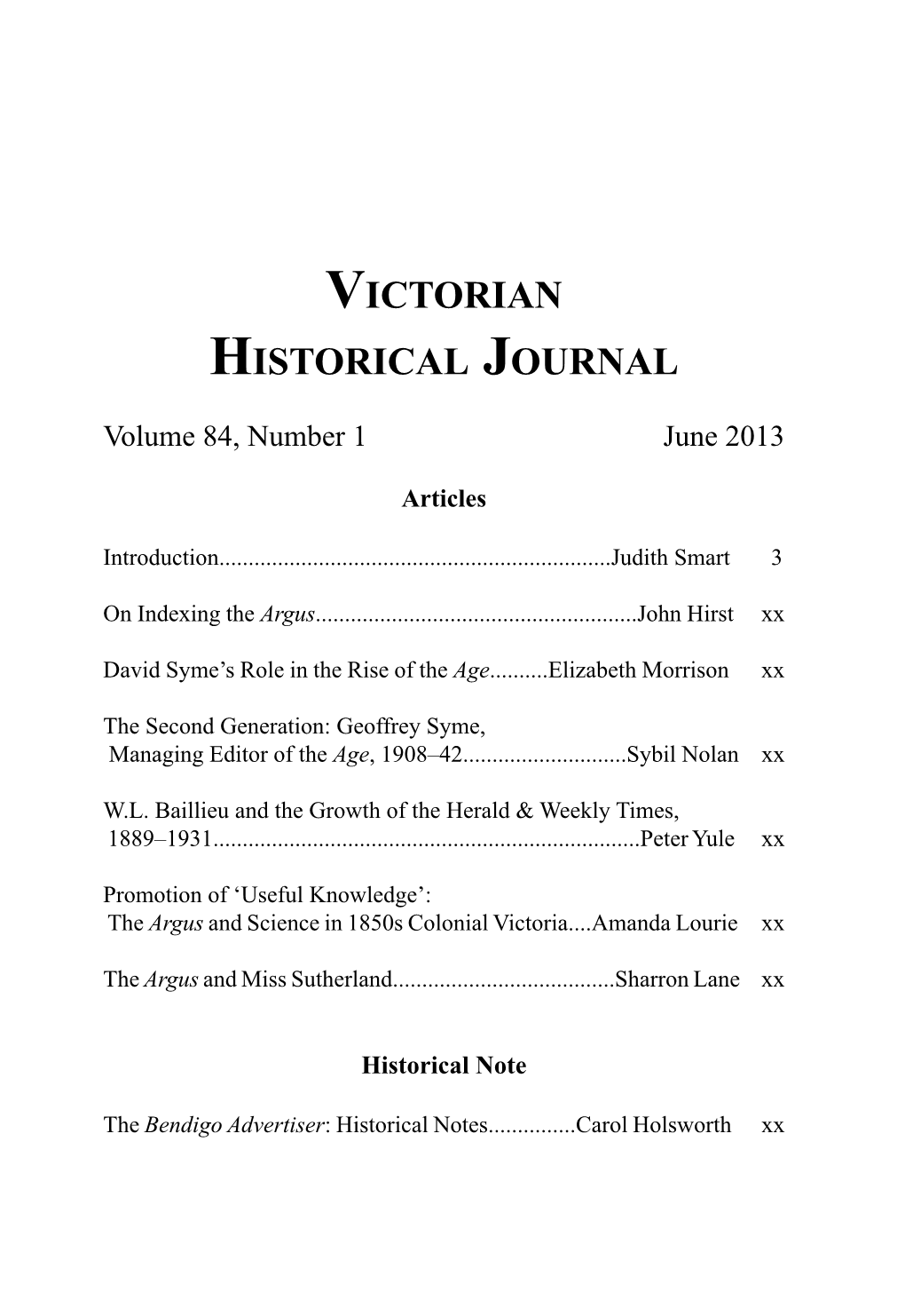 Victorian Historical Journal