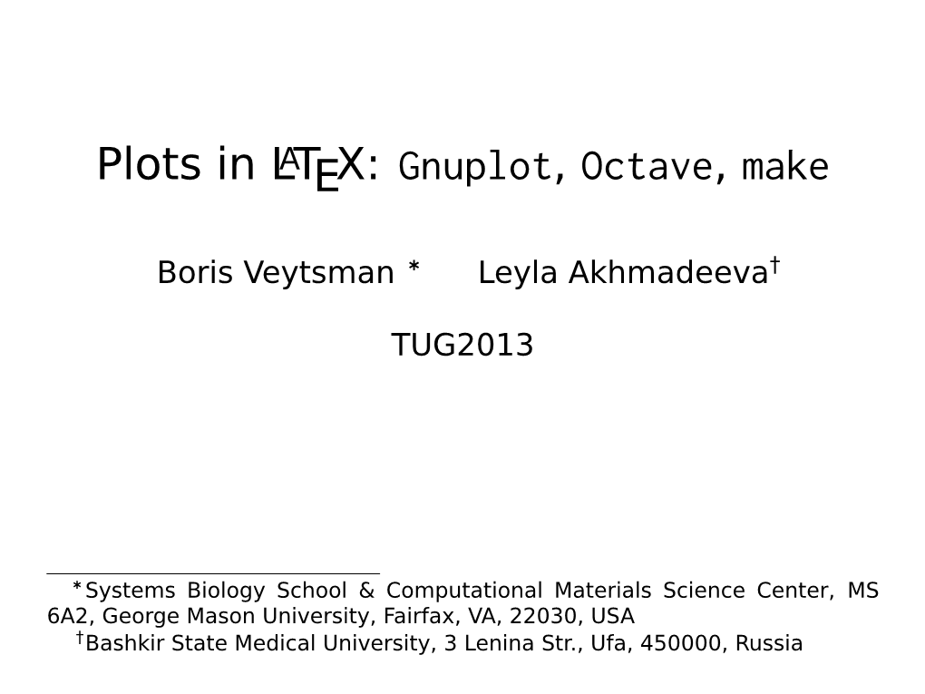 Plots in LATEX: Gnuplot, Octave, Make