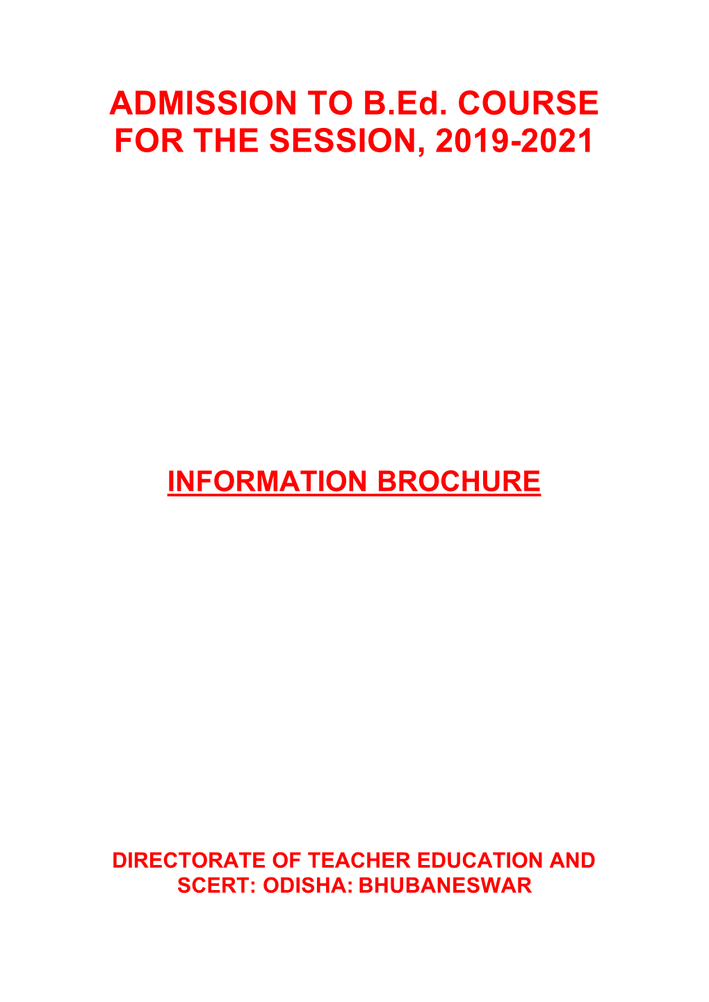Information Brochure B.Ed. , 2019-2021