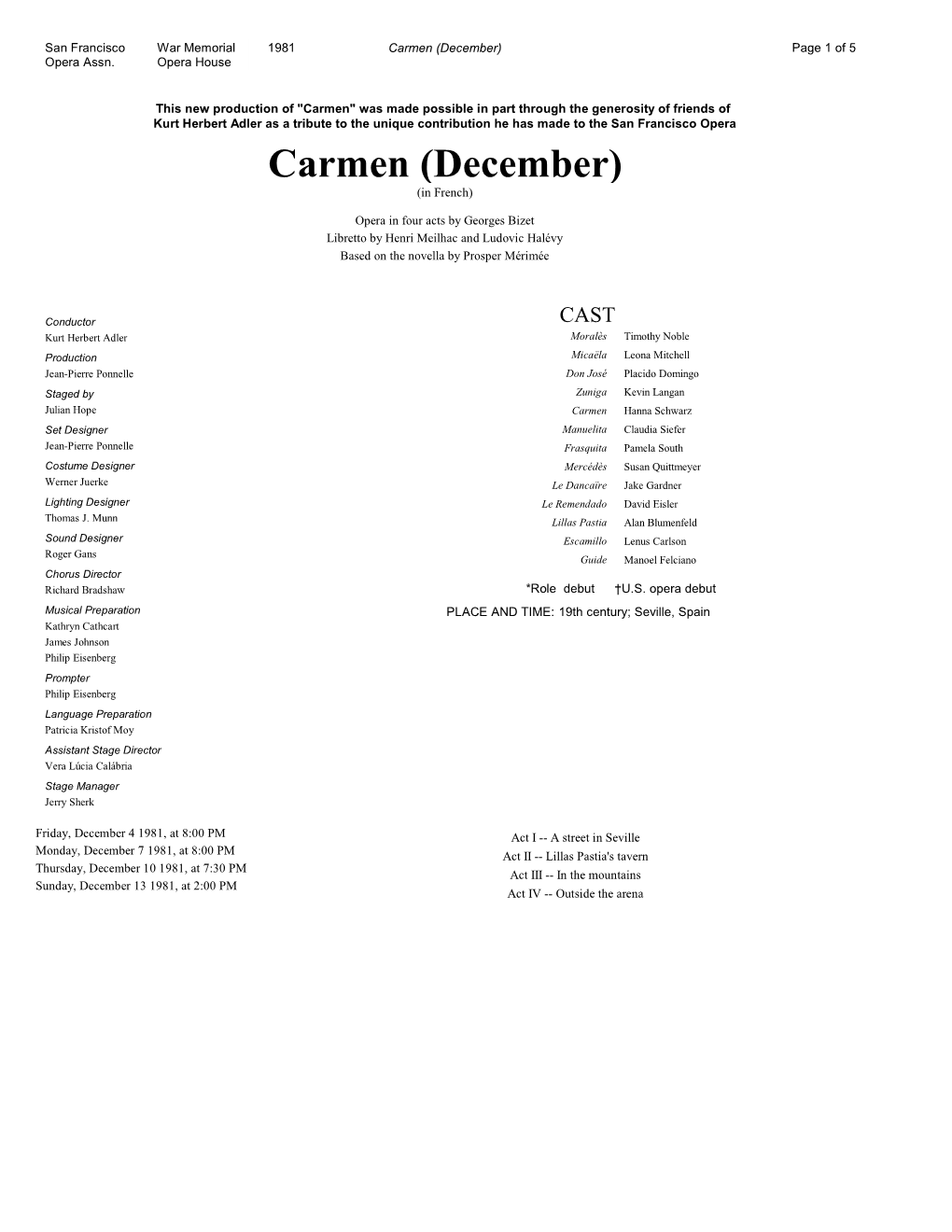 Carmen (December) Page 1 of 5 Opera Assn