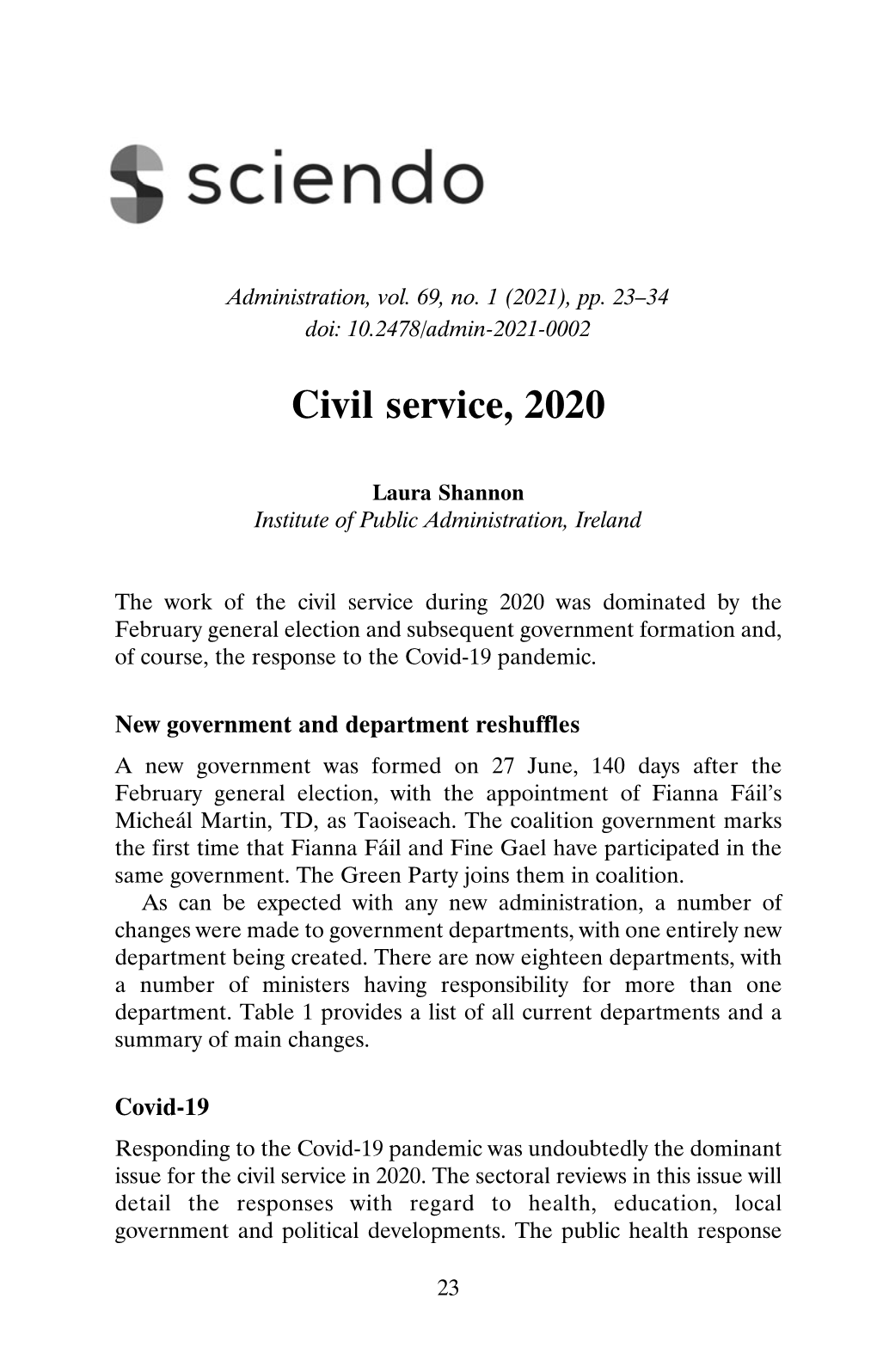 Civil Service, 2020