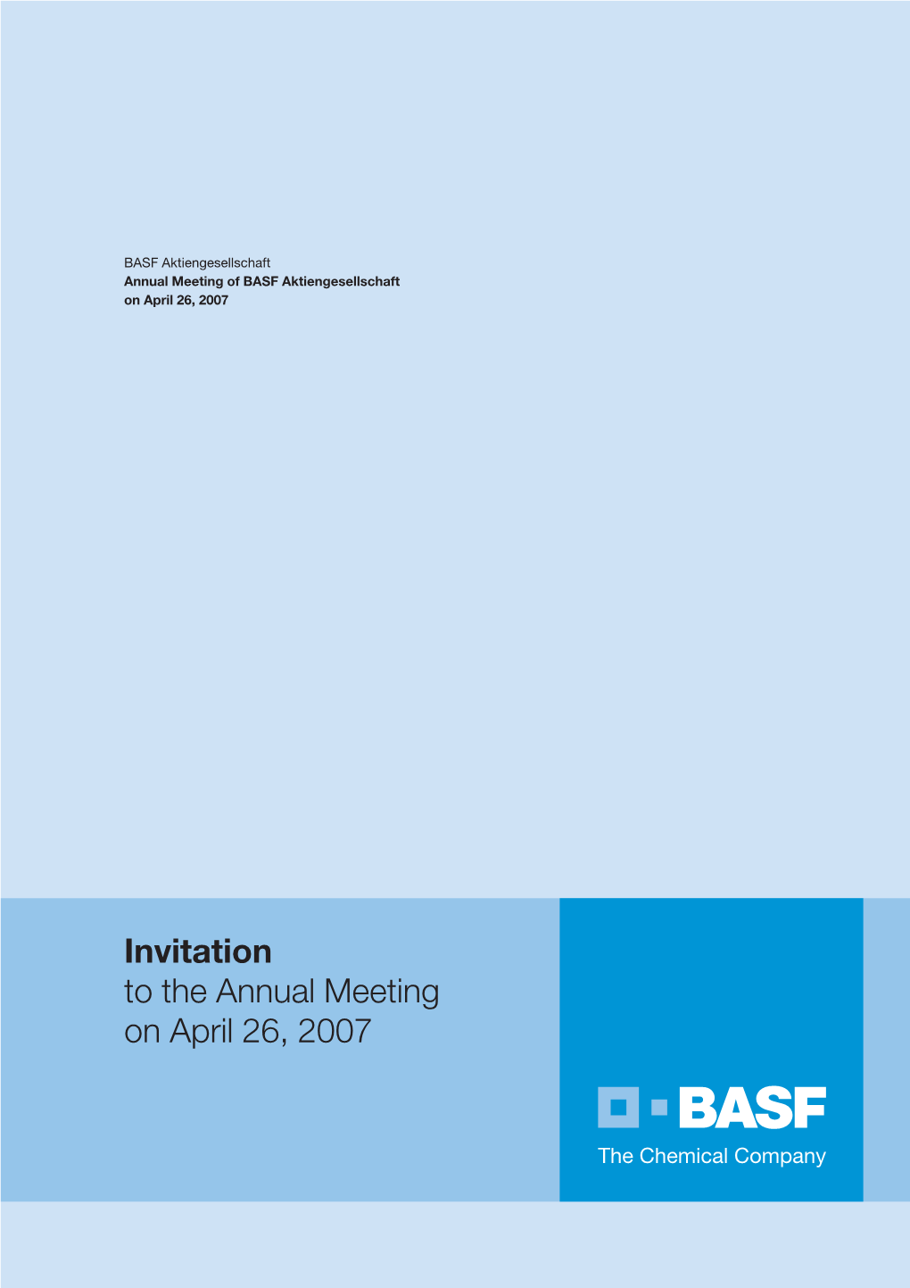 Invitation Annual Meeting Concerning 2006