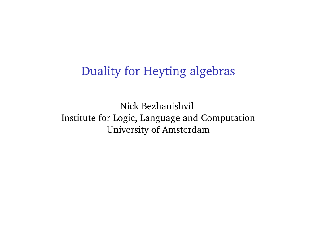 Duality for Heyting Algebras