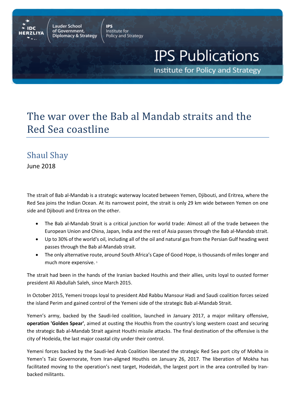 The War Over the Bab Al Mandab Straits and the Red Sea Coastline