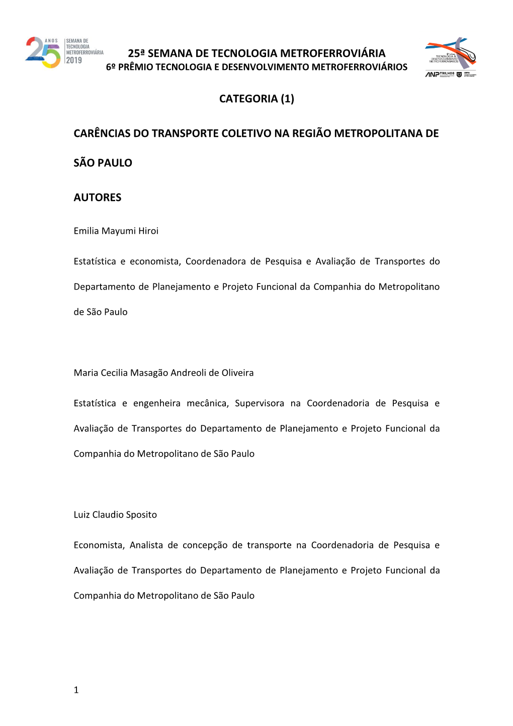 Carências Do Transporte Coletivo Na Região Metropolitana De