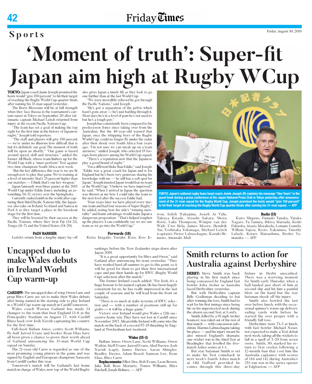 Super-Fit Japan Aim High at Rugby Wcup