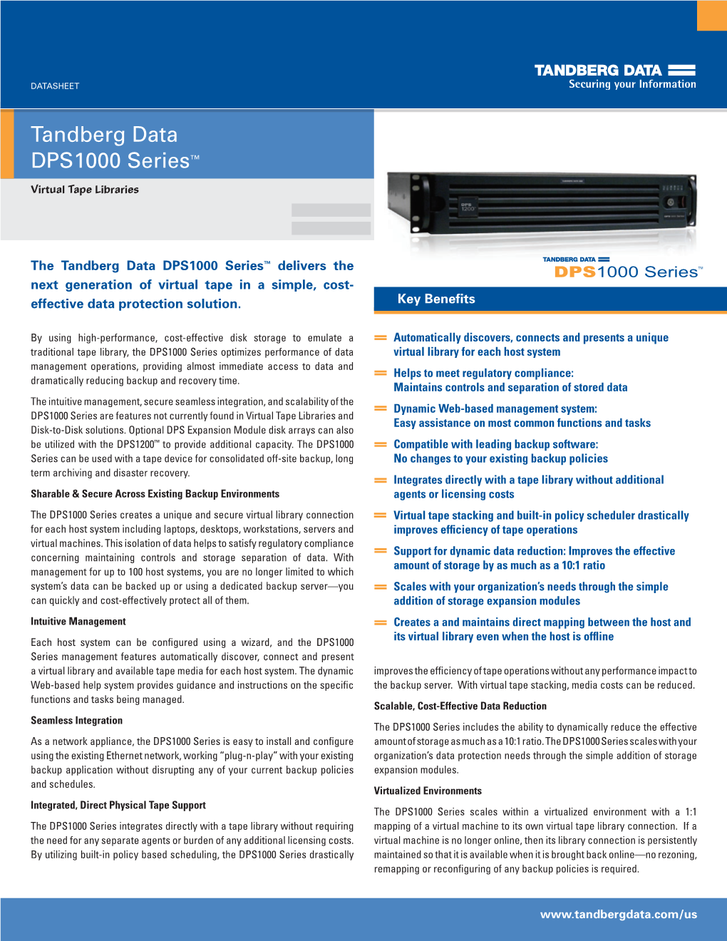 Tandberg Data DPS1000 Series™