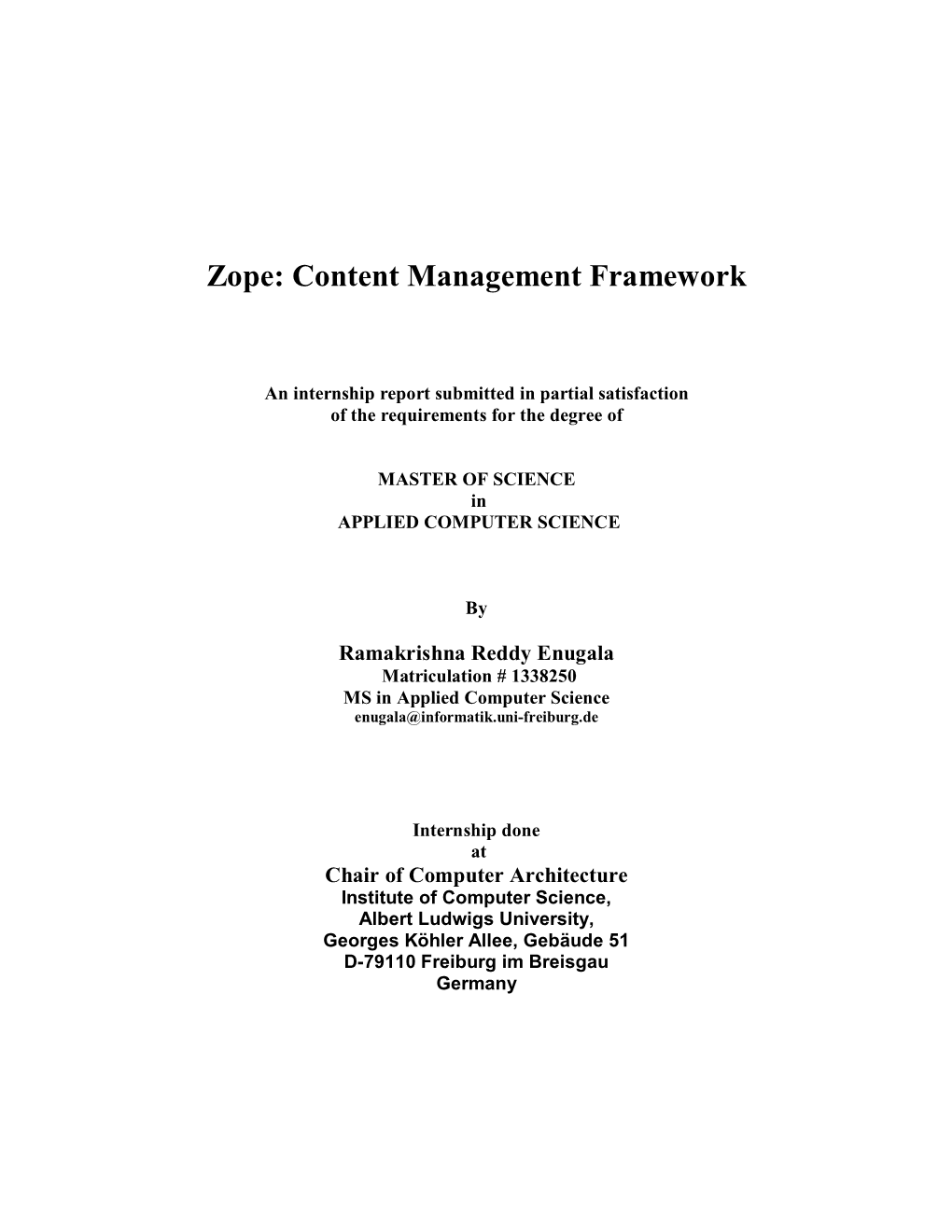 Zope: Content Management Framework