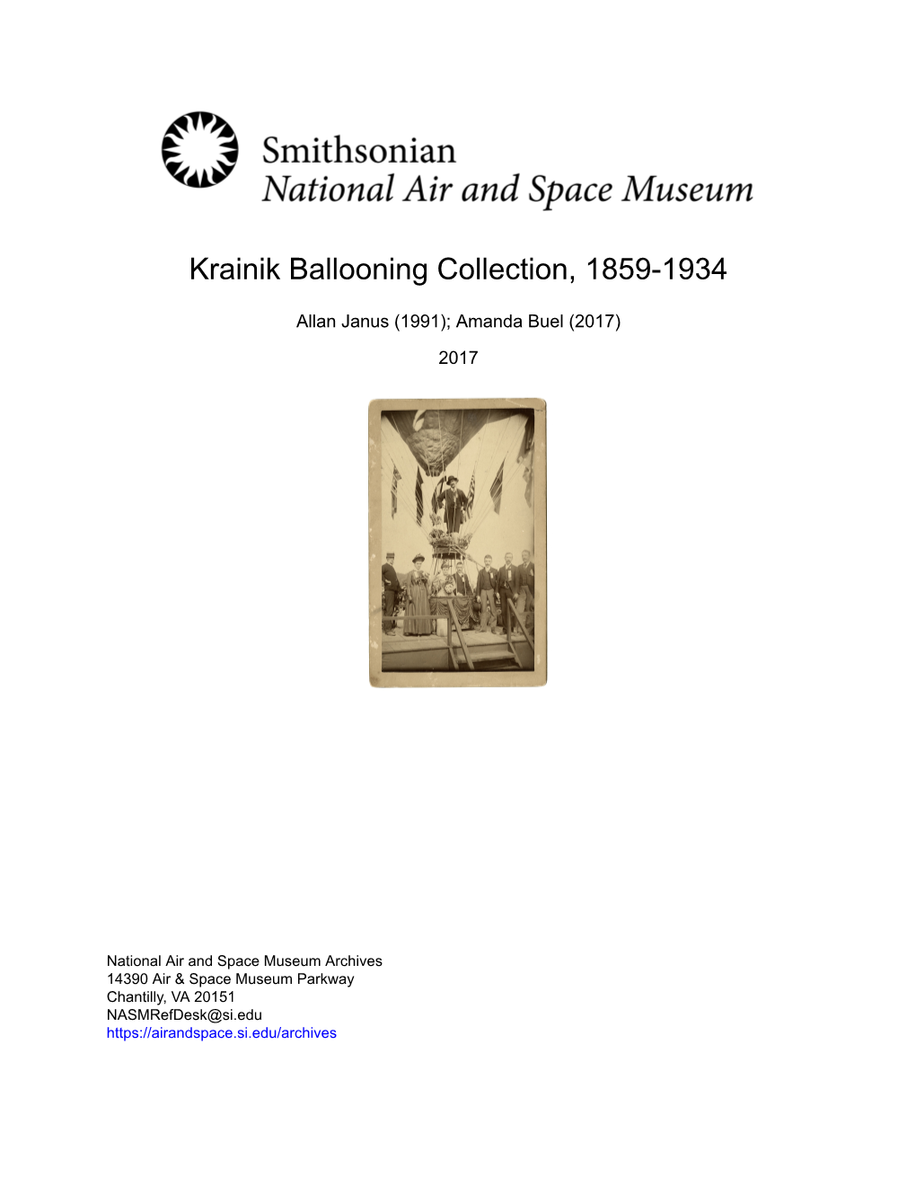 Krainik Ballooning Collection, 1859-1934