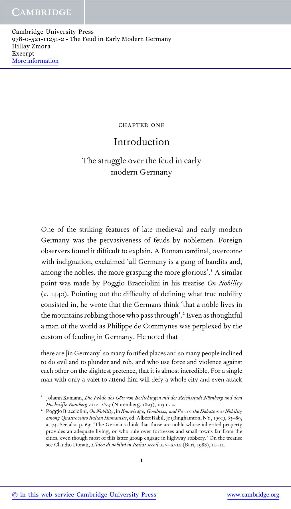 Introduction the Struggle Over the Feud in Early Modern Germany