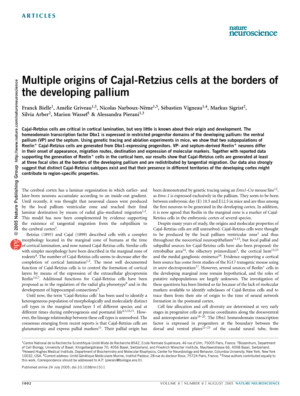 Multiple Origins of Cajal-Retzius Cells at the Borders of the Developing Pallium