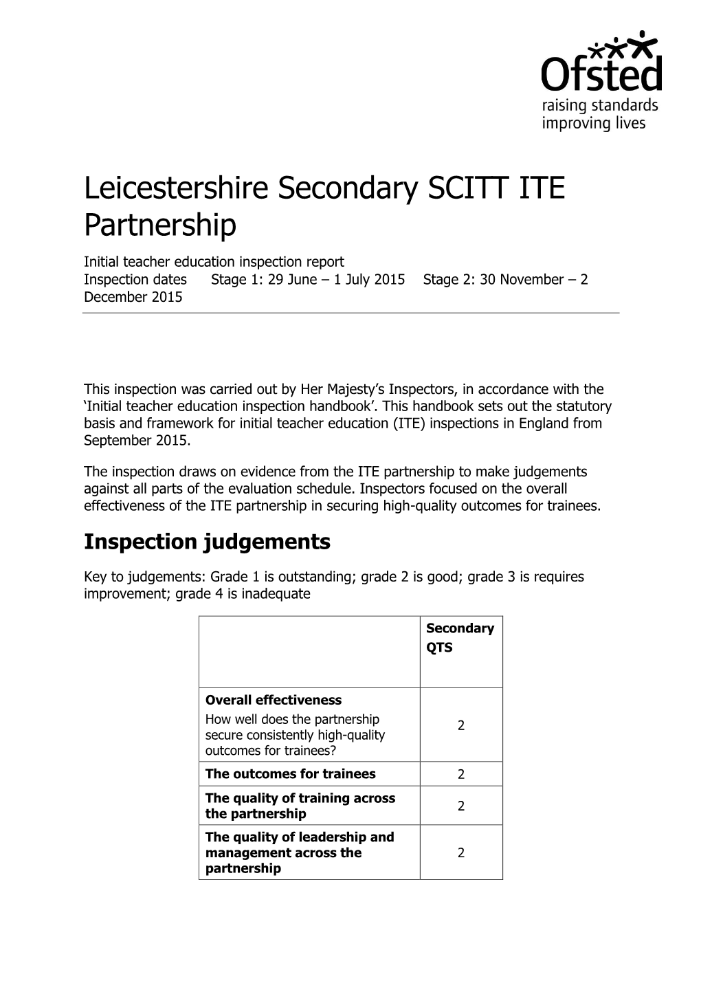 Leicestershire Secondary SCITT ITE Partnership