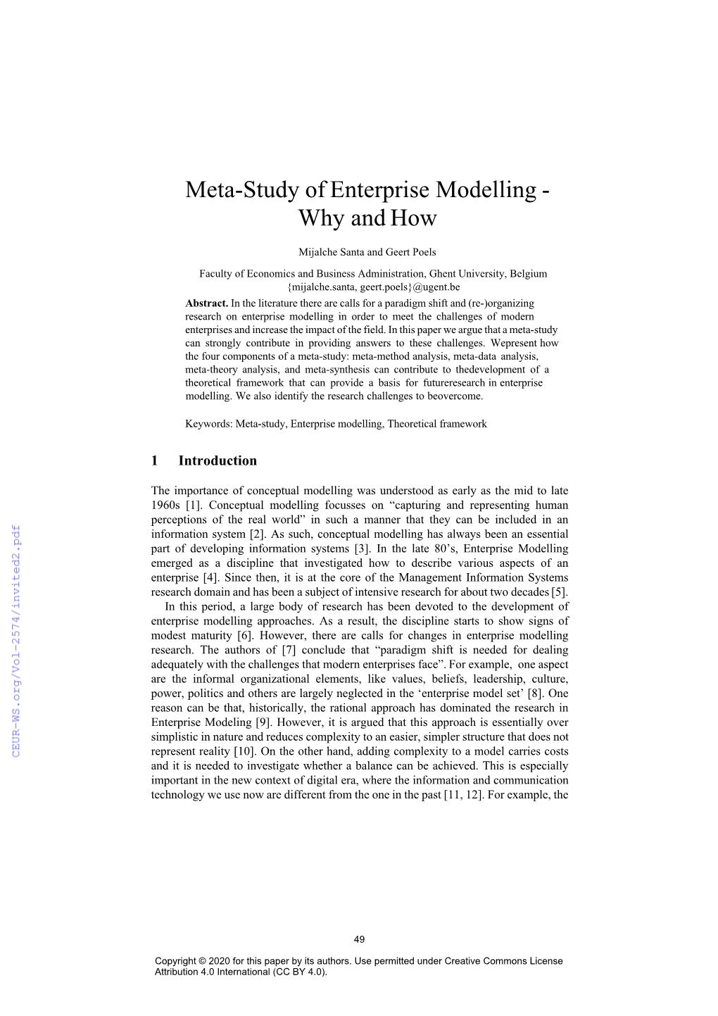 Why and How Meta-Study of Enterprise Modelling