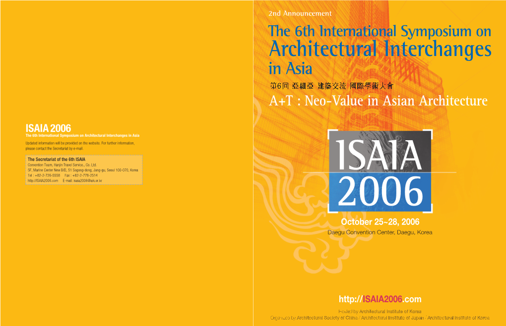 The 6Th International Symposium on Architectural Interchanges in Asia