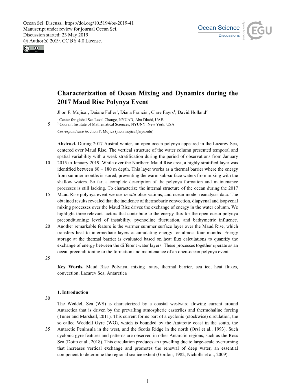 Characterization of Ocean Mixing and Dynamics During the 2017 Maud Rise Polynya Event Jhon F