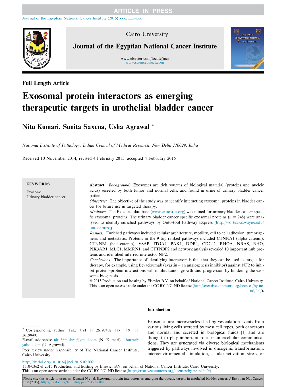 Exosomal Protein Interactors As Emerging Therapeutic Targets in Urothelial Bladder Cancer