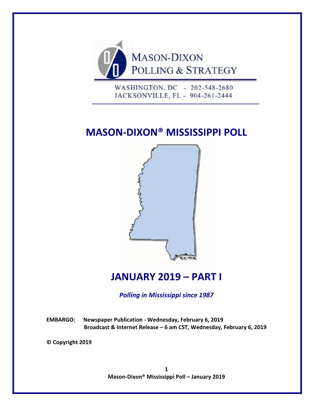 Mason-Dixon® Mississippi Poll January 2019