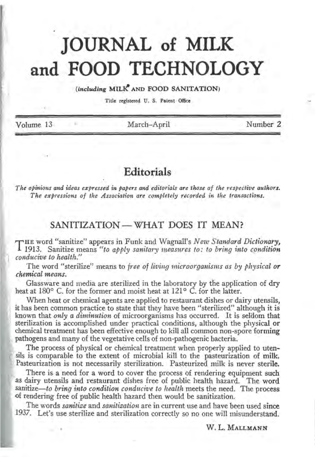 JOURNAL of MILK and FOOD TECHNOLOGY