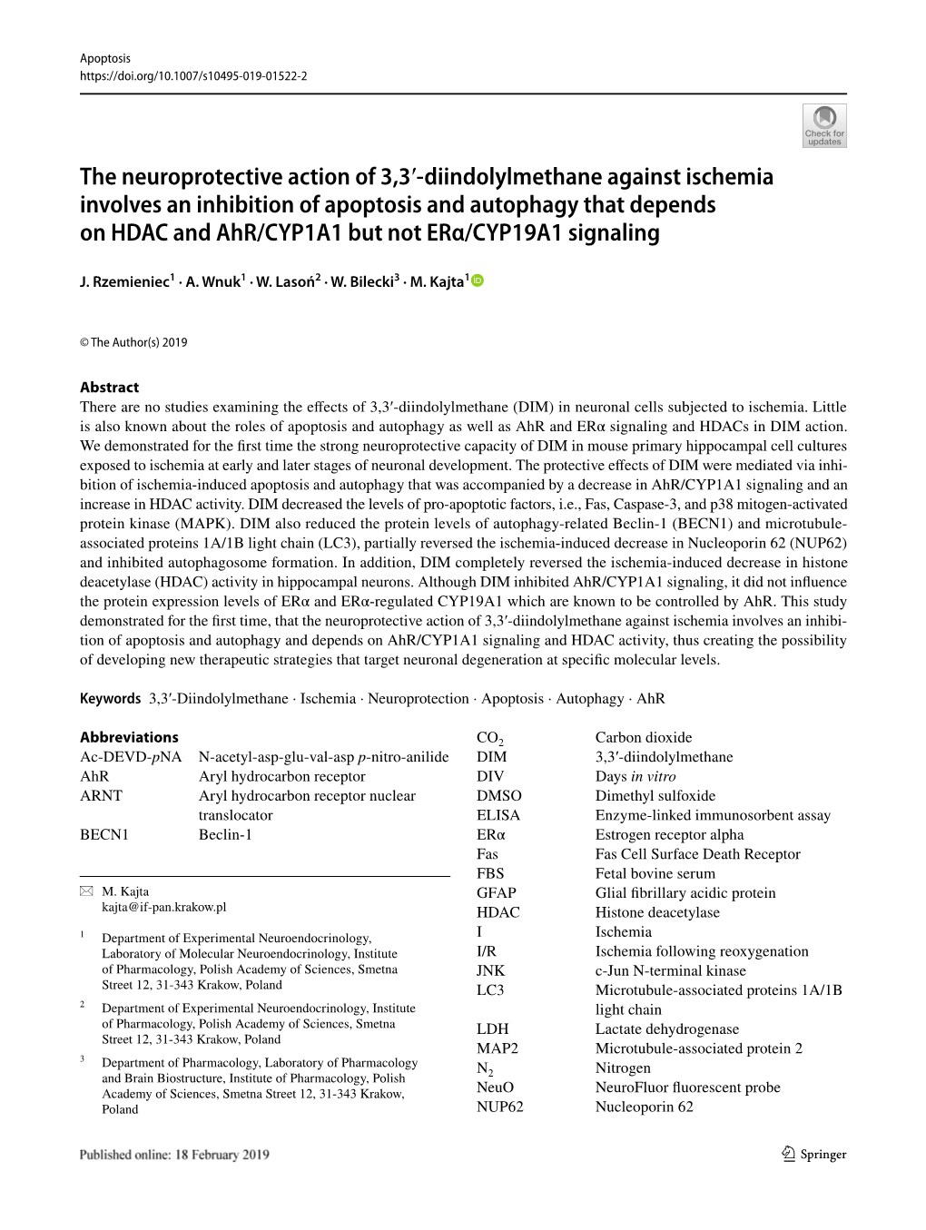 The Neuroprotective Action of 3,3′-Diindolylmethane Against Ischemia