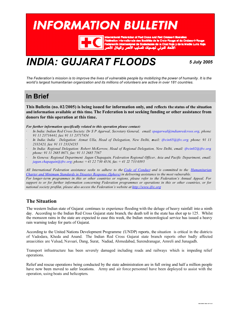 GUJARAT FLOODS 5 July 2005