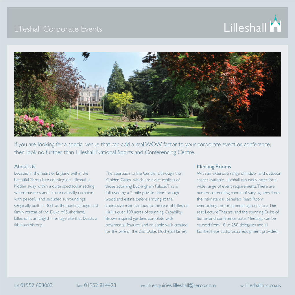 Lilleshall Corporate Events