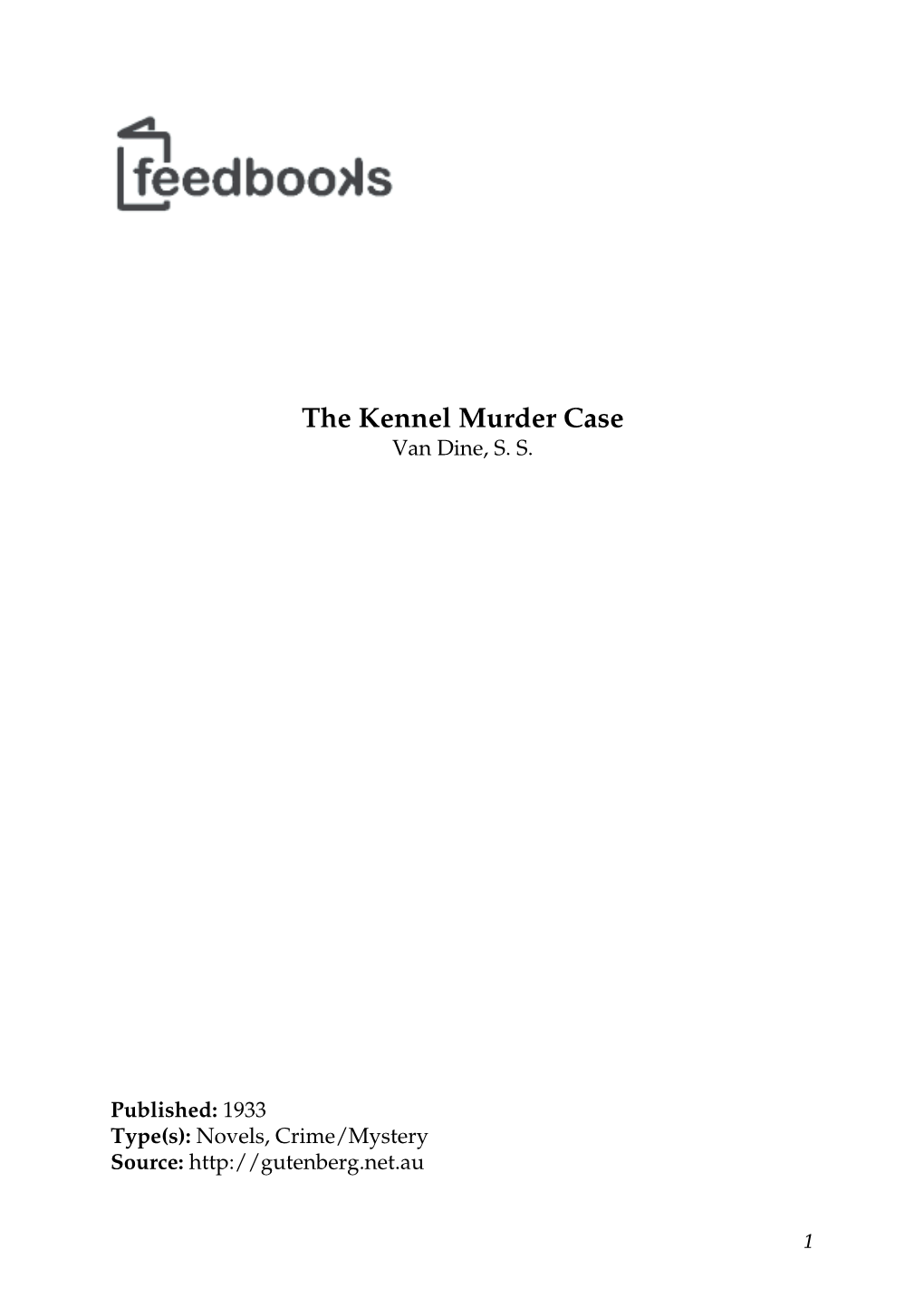 The Kennel Murder Case Van Dine, S