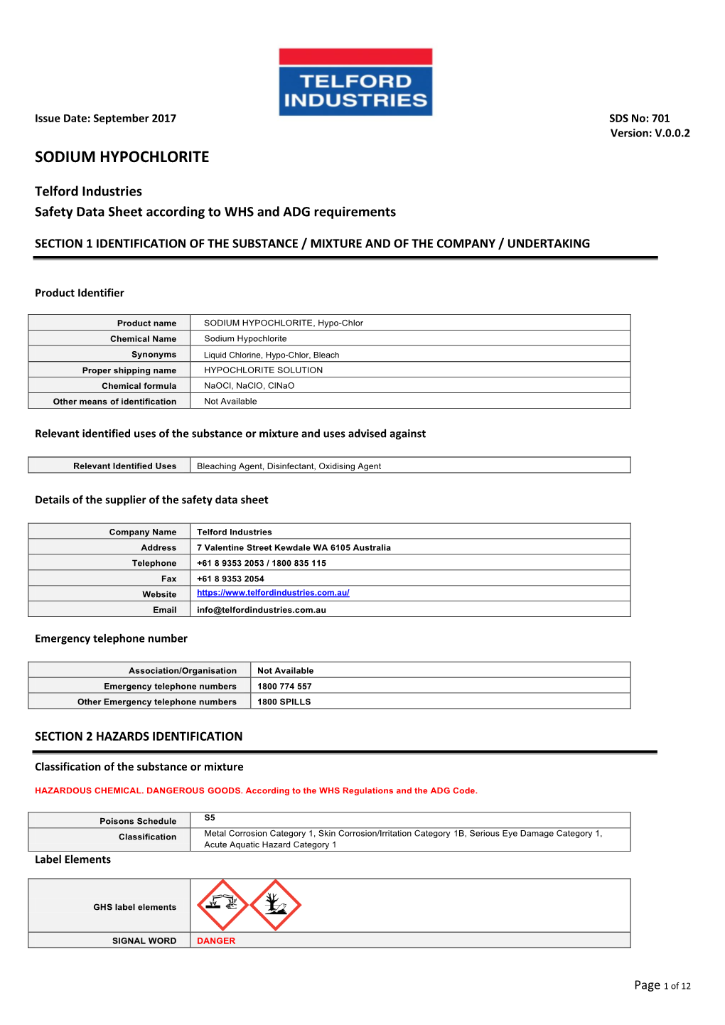 Sodium Hypochlorite