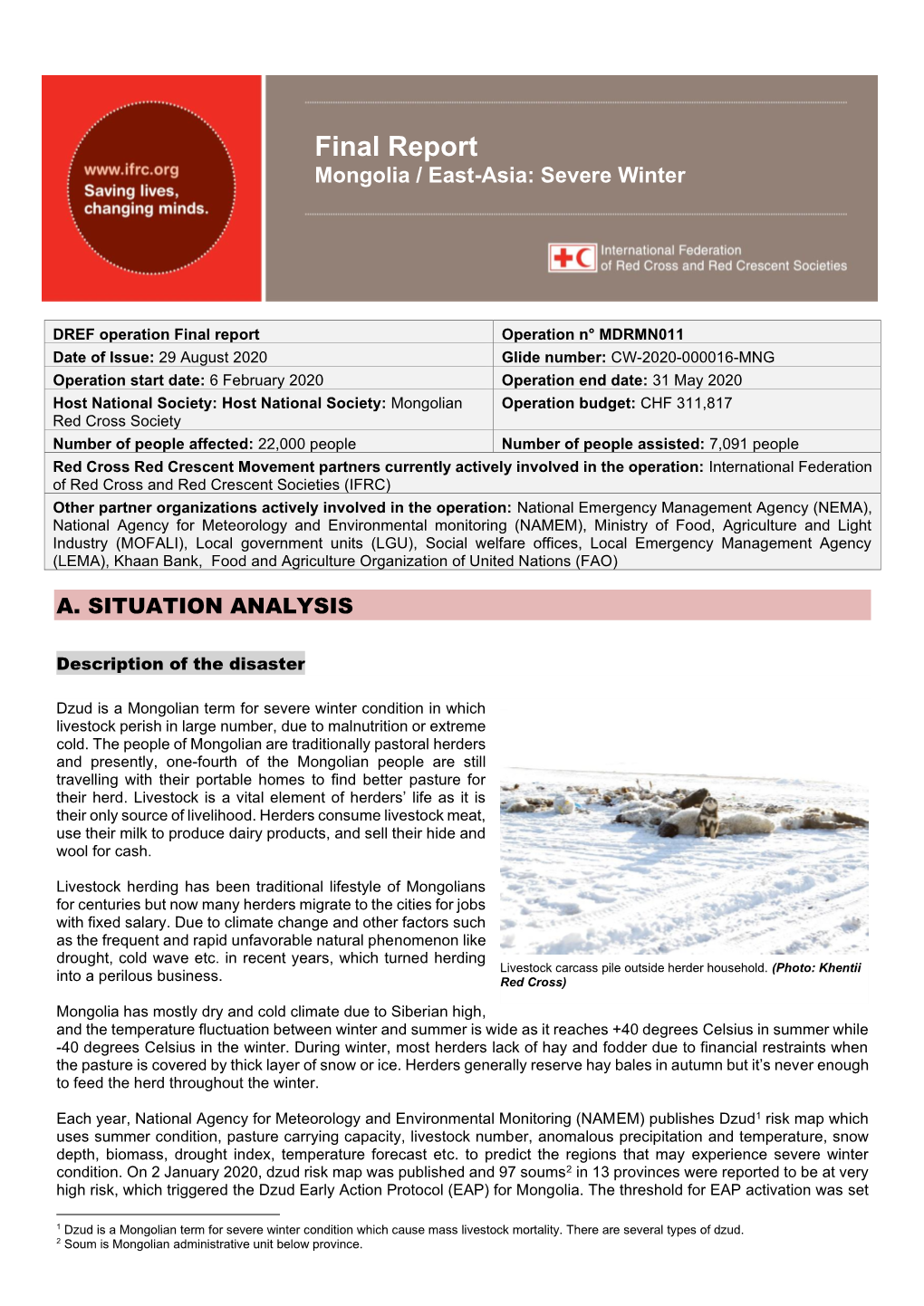 Final Report Mongolia / East-Asia: Severe Winter