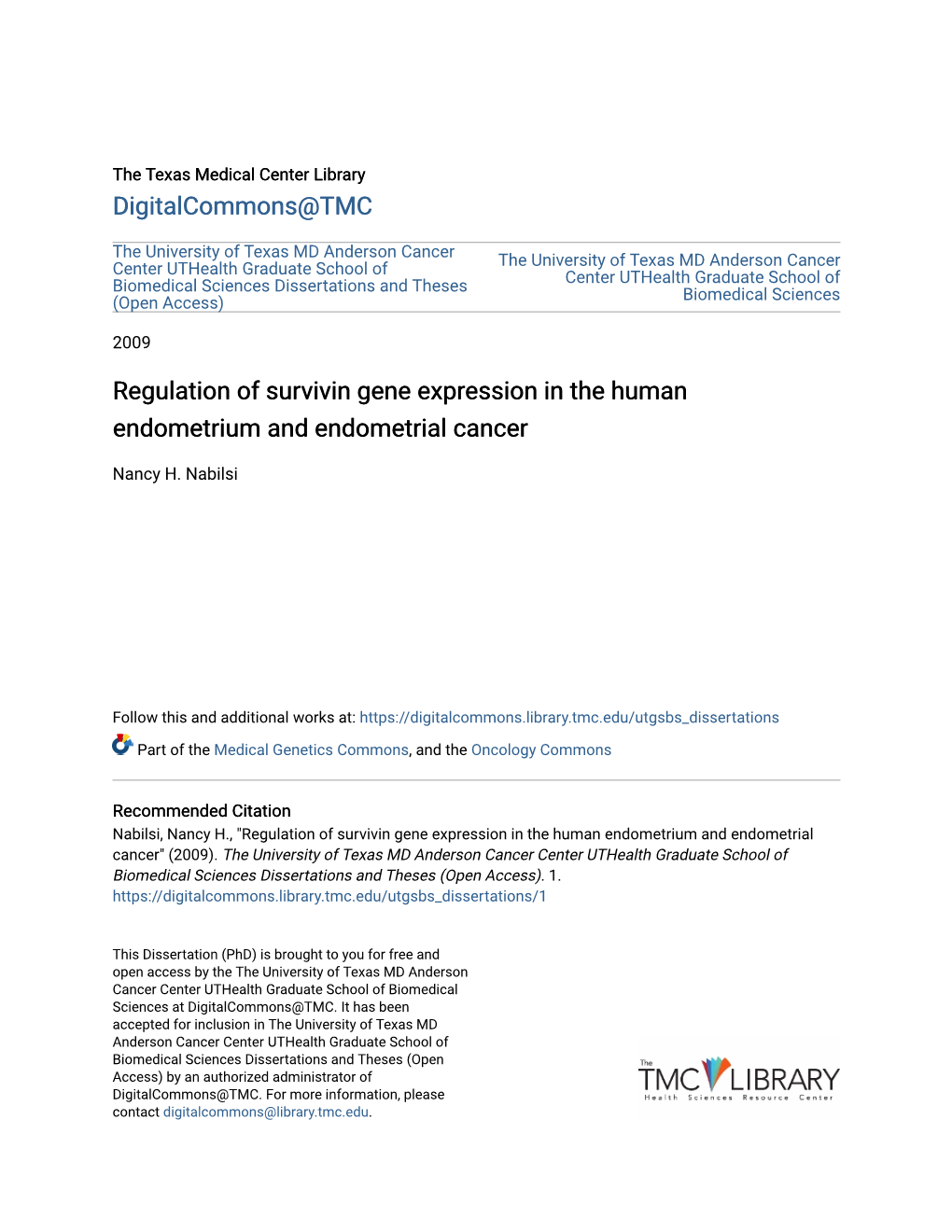 Regulation of Survivin Gene Expression in the Human Endometrium and Endometrial Cancer