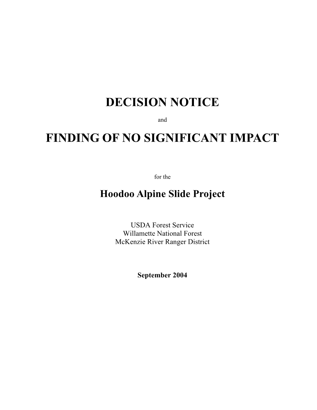 Hoodoo Alpine Slide Project