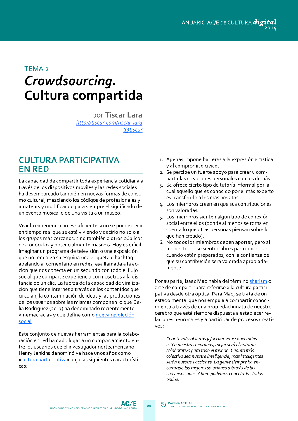2. Crowdsourcing. Cultura Compartida. Tíscar Lara