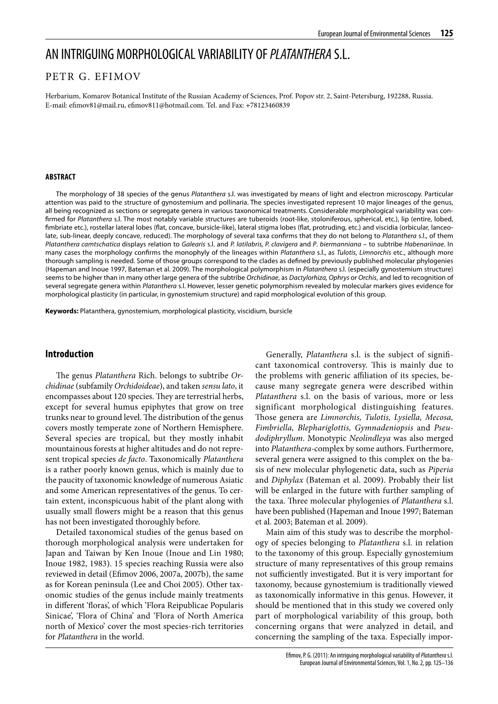 An Intriguing Morphological Variability of Platantheras.L