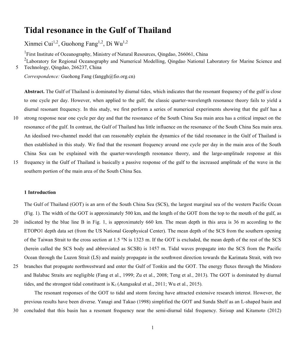 Tidal Resonance in the Gulf of Thailand