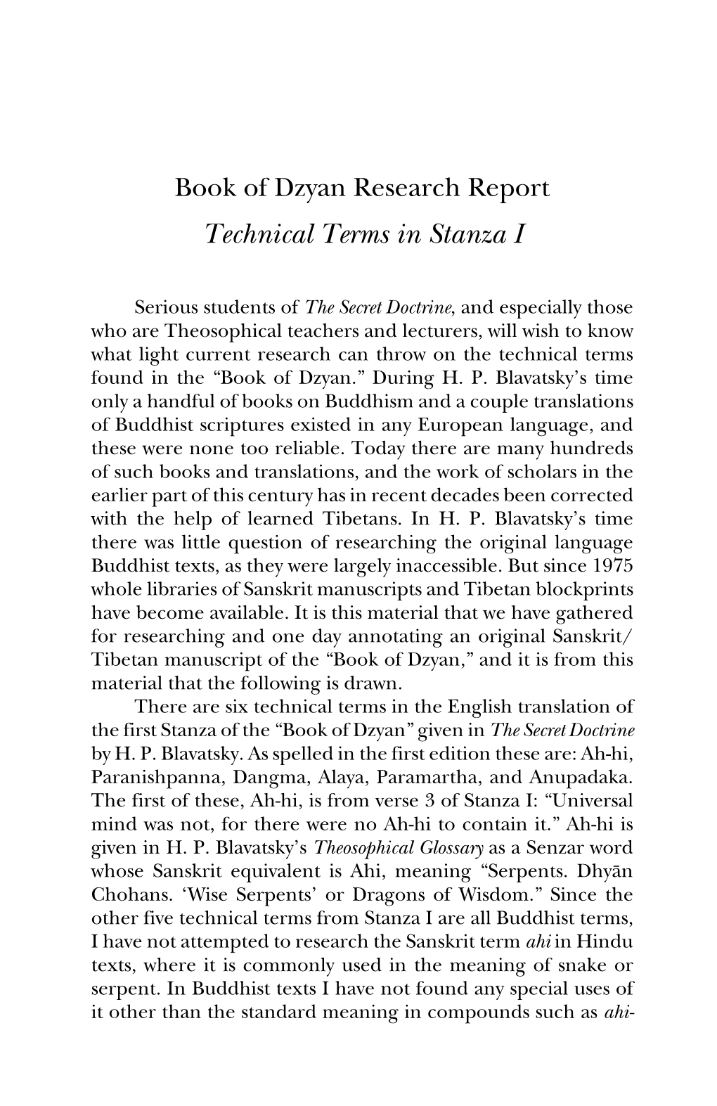 Technical Terms in Stanza I