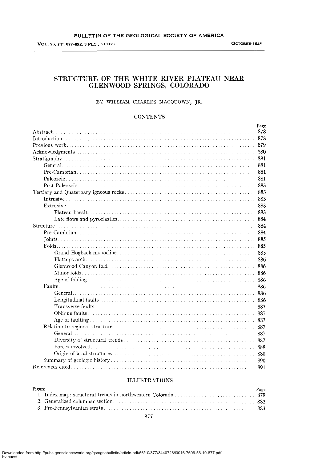 Bulletin of the Geological Society of America Vol. 56, Pp