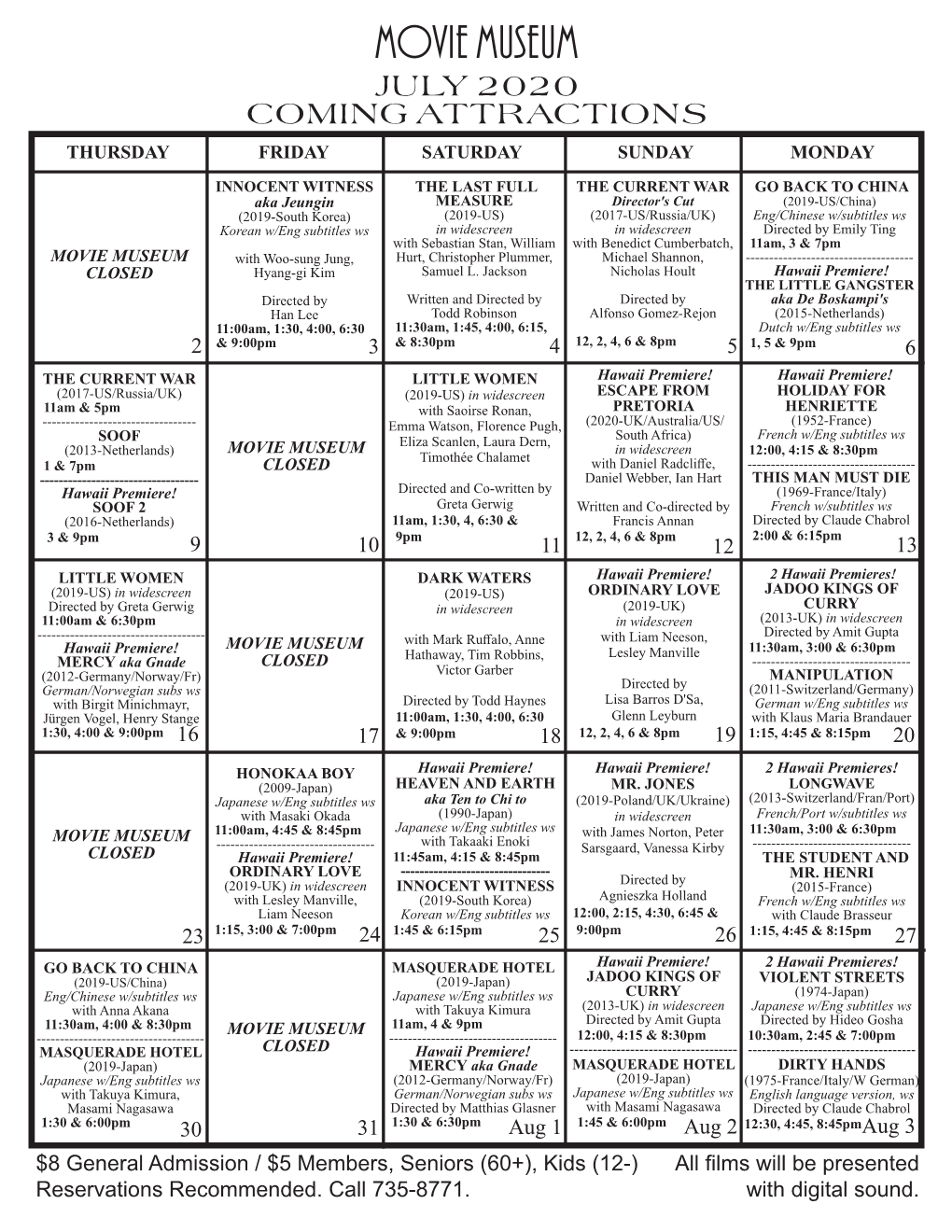 Download July 2020 Movie Schedule