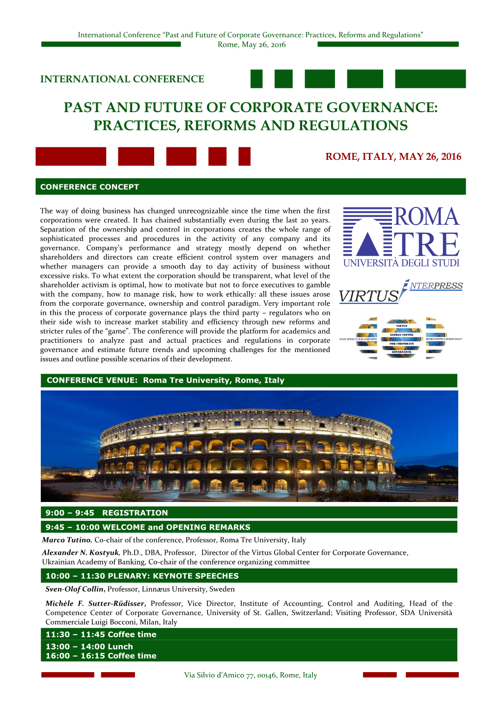 Practices, Reforms and Regulations” Rome, May 26, 2016