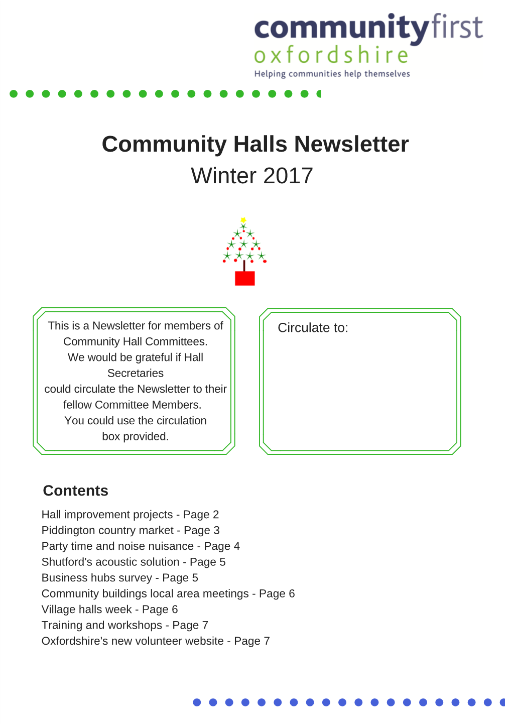 Community Hall's Newsletter Winter 2017