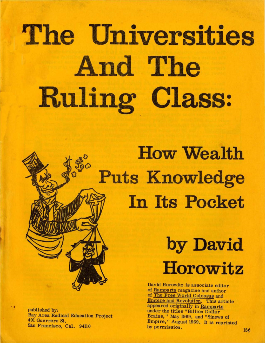 How Wealth Puts Knowledge in Its Pocket by David Horowitz