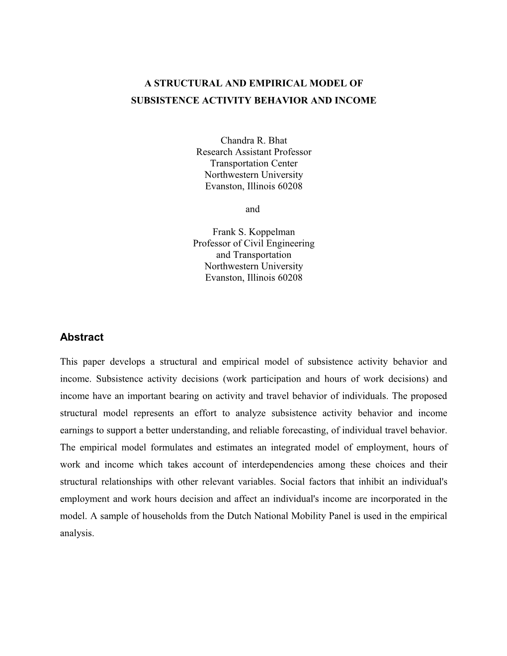 A Structural and Empirical Model Of